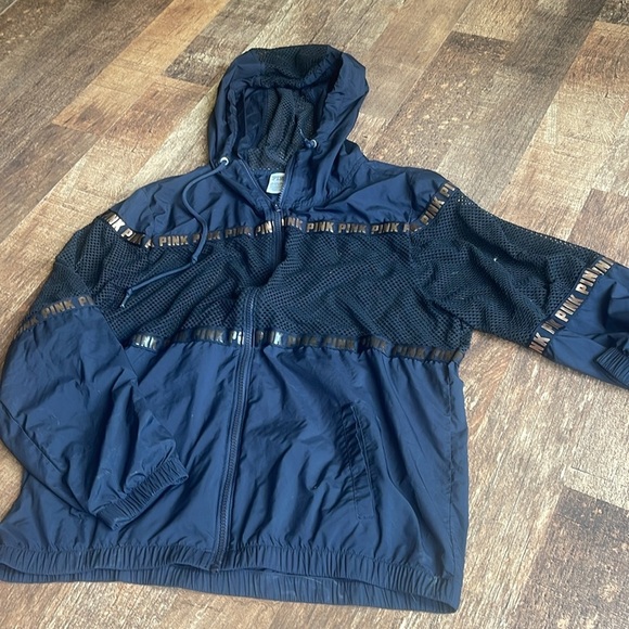 Victoria Secret Pink - Black Mesh Hooded Full Zip Jacket - Picture 6 of 6